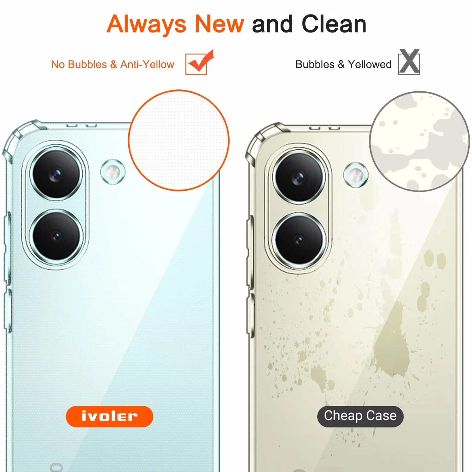 iVoler Etui 3 w 1 do Xiaomi Poco X8 Pro 5G z 2 sztukami szkła hartowanego, odporna na wstrząsy przezroczysta obudowa odporna na zarysowania, cienka miękka silikonowa obudowa ochronna TPU