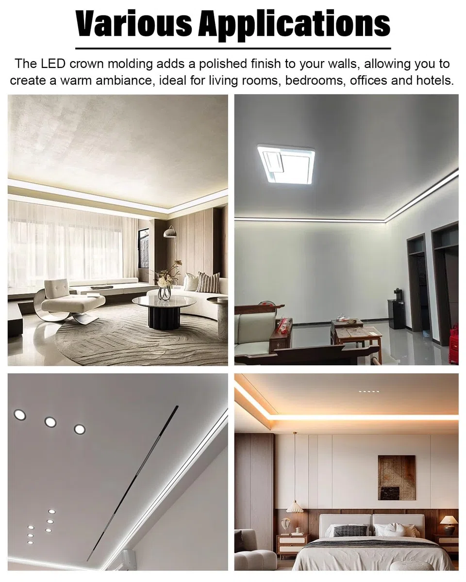 Listwa koronowa LED 30 m z akrylowym dyfuzorem, czarna pośrednia listwa oświetleniowa do dekoracji sufitu i ścian, nowoczesny profil aluminiowy, rozwiązanie do oświetlenia wewnętrznego, stylowe