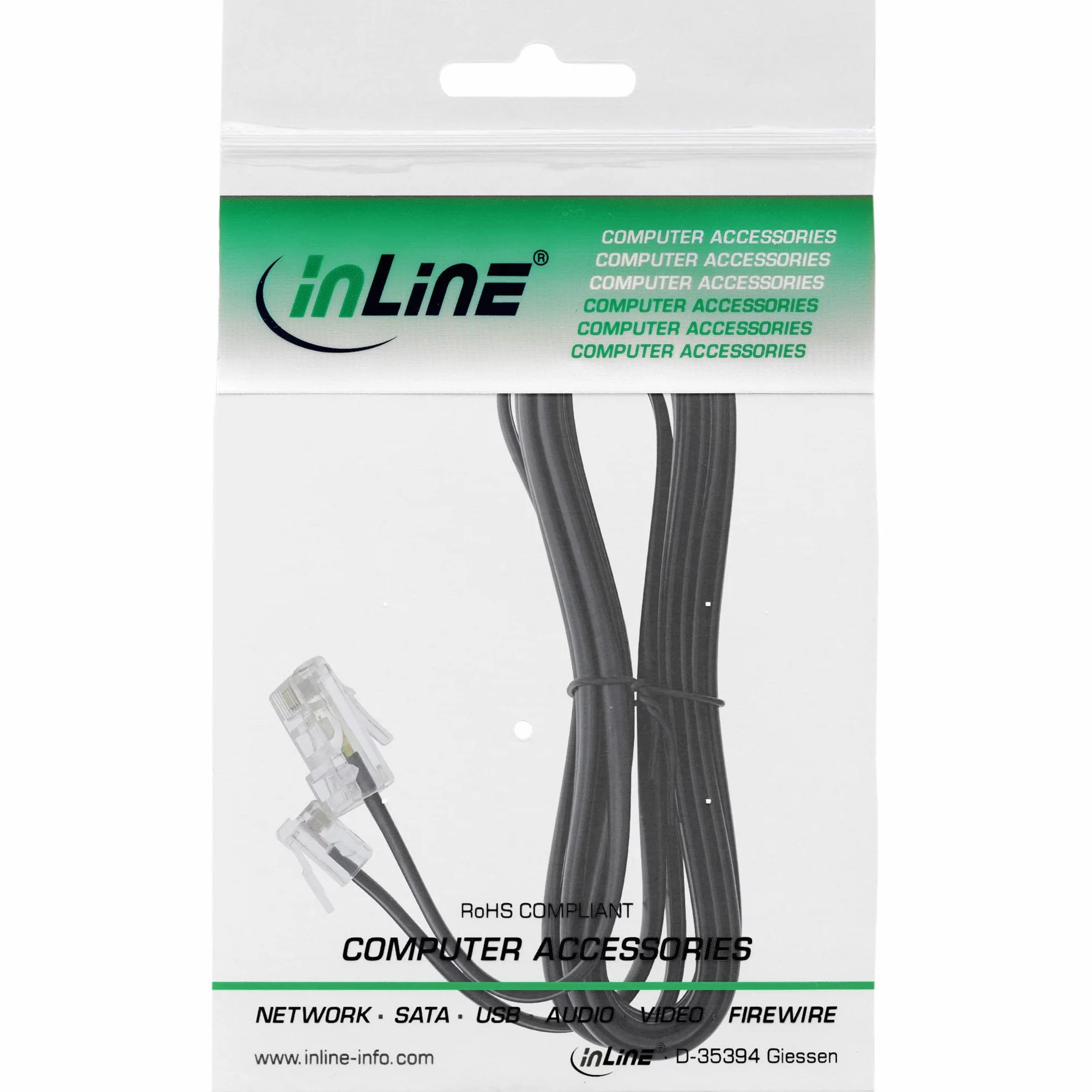 Kabel modułowy ISDN RJ45/RJ11 3m 4-żyłowy czarny InLine 18863