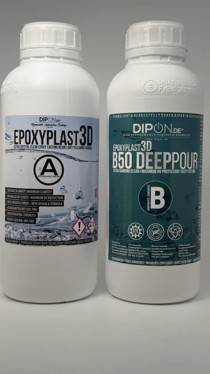 Żywica epoksydowa 0,75 kg, 3D, B50, DEEP POUR, wysokość odlewania do stołów rywertycznych, ultra diamentowa przezroczysta, maksymalna ochrona przed promieniowaniem UV, żywica odlewnicza,
