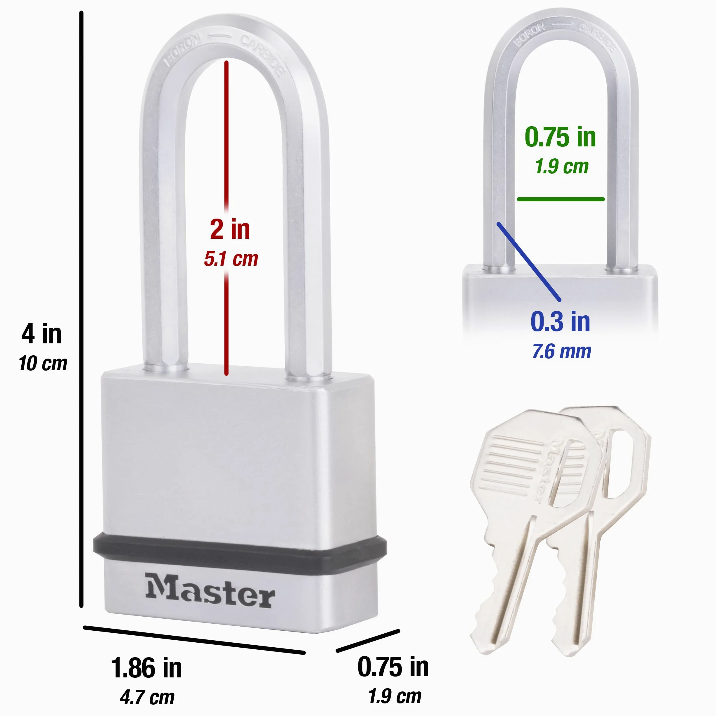 Master Lock M530 X Kadlhcsen 1-3/10,2 cm Large Magnum Kłódka Korpus z litego stalowego korpusu z pancernym uchwytem, 5,1 cm z uchwytem Clearance, identyczne klucze, M530XQLHCCSEN