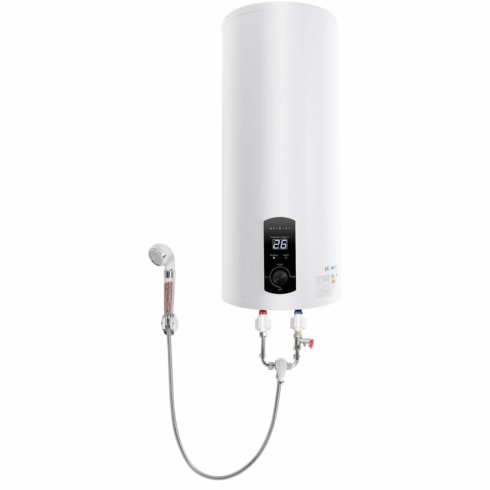 Elektryczny podgrzewacz wody 2 kW, bojler do montażu na ścianie, podgrzewacz wody, bojler przepływowy, elektryczny magazyn, biały (60 l)