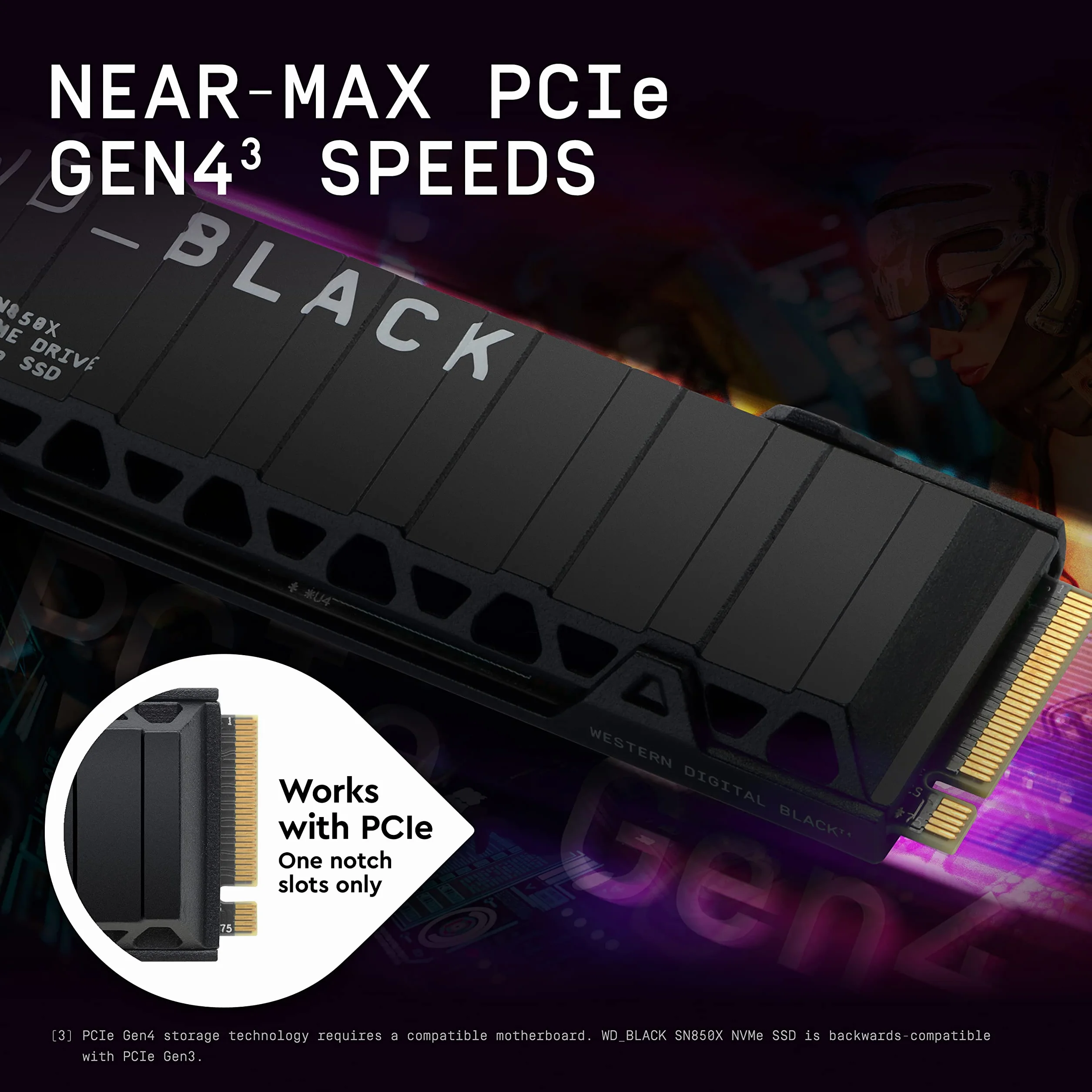 WD_BLACK SN850X 2TB NVMe SSD M.2 2280 z radiatorem, Dysk do gier, Prędkością odczytu do 7300 MB/s, prędkość zapisu do 6600 MB/s, Dysk SSD o wysokiej wydajności, Czarny