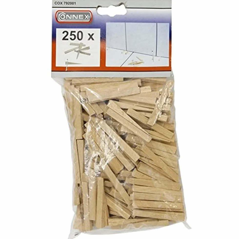 Connex COX792001 kliny do płytek z drewna bukowego, beżowe, zestaw 250 sztuk