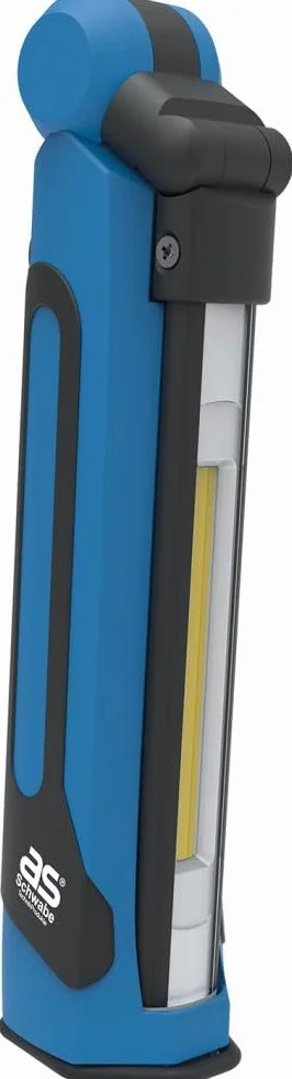 as - Schwabe Akku LED Arbeitsleuchte – Profi Inspektionslampe mit Magnet-Fuß – wiederaufladbarer Handlampe – Mobile LED Leuchte für Innen- und Außenbeleuchtung – IP30 – Schwarz, Blau I 42824