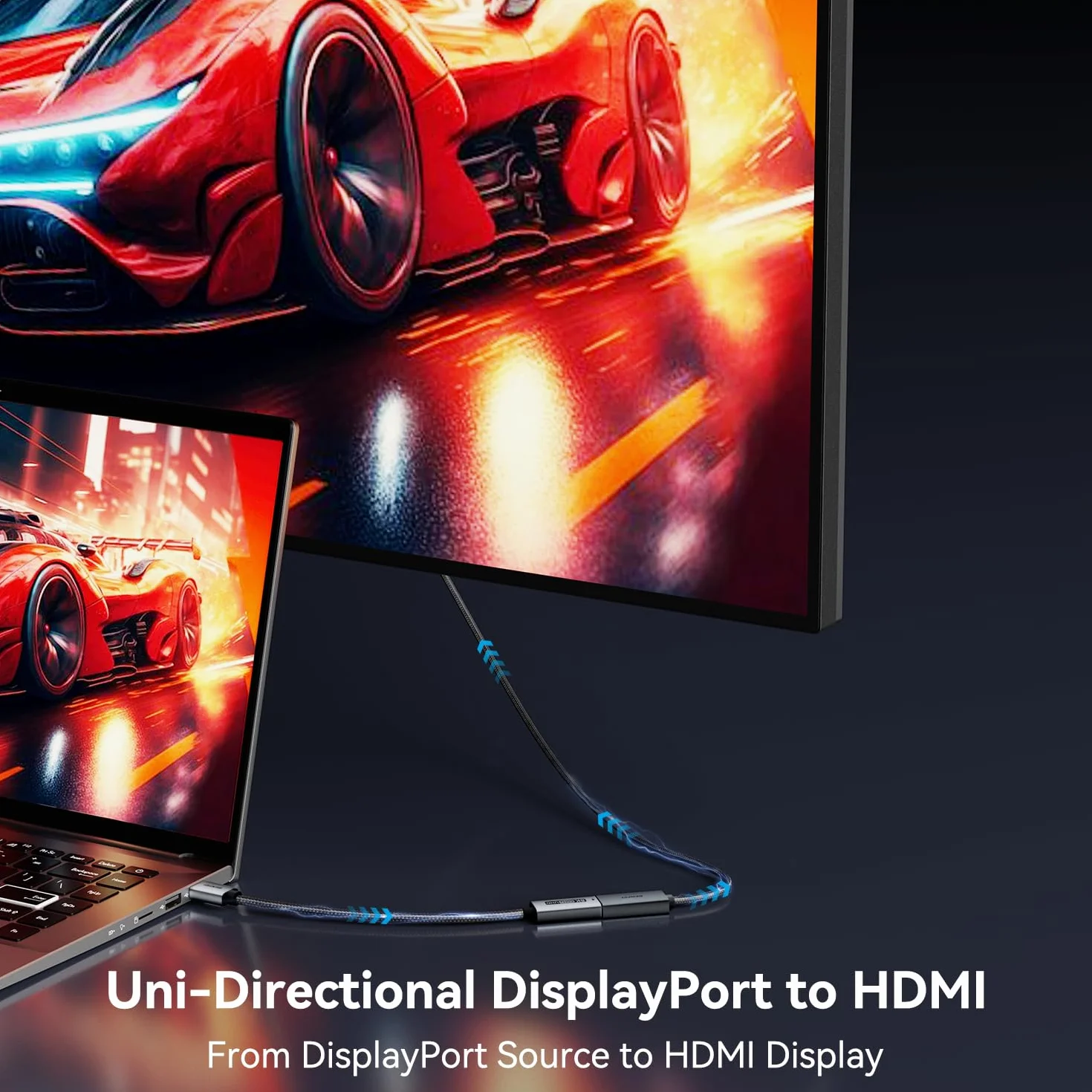 BENFEI Adapter DisplayPort 1.4 do HDMI 2.1 8K@60Hz/4K@240Hz/1080P@480Hz, jednokierunkowy adapter DP komputer do monitora HDMI, wysokiej klasy aluminiowy konwerter do monitora do gier, TV, AMD, NVIDIA