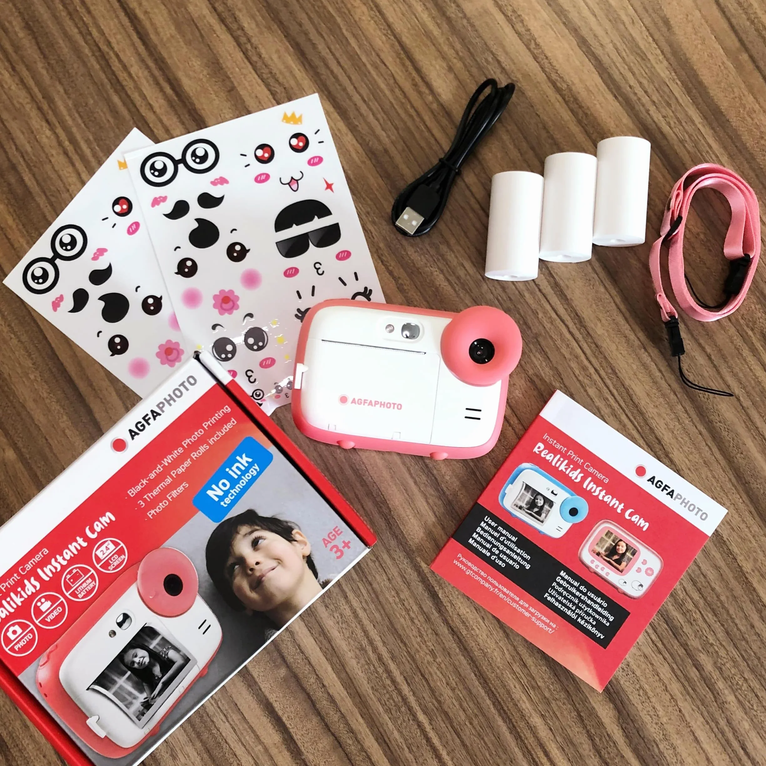 AGFA Photo Realikids Instant Cam ATP3WH Aparat Natychmiastowy dla Dzieci 2,4 Cala LCD Różowy