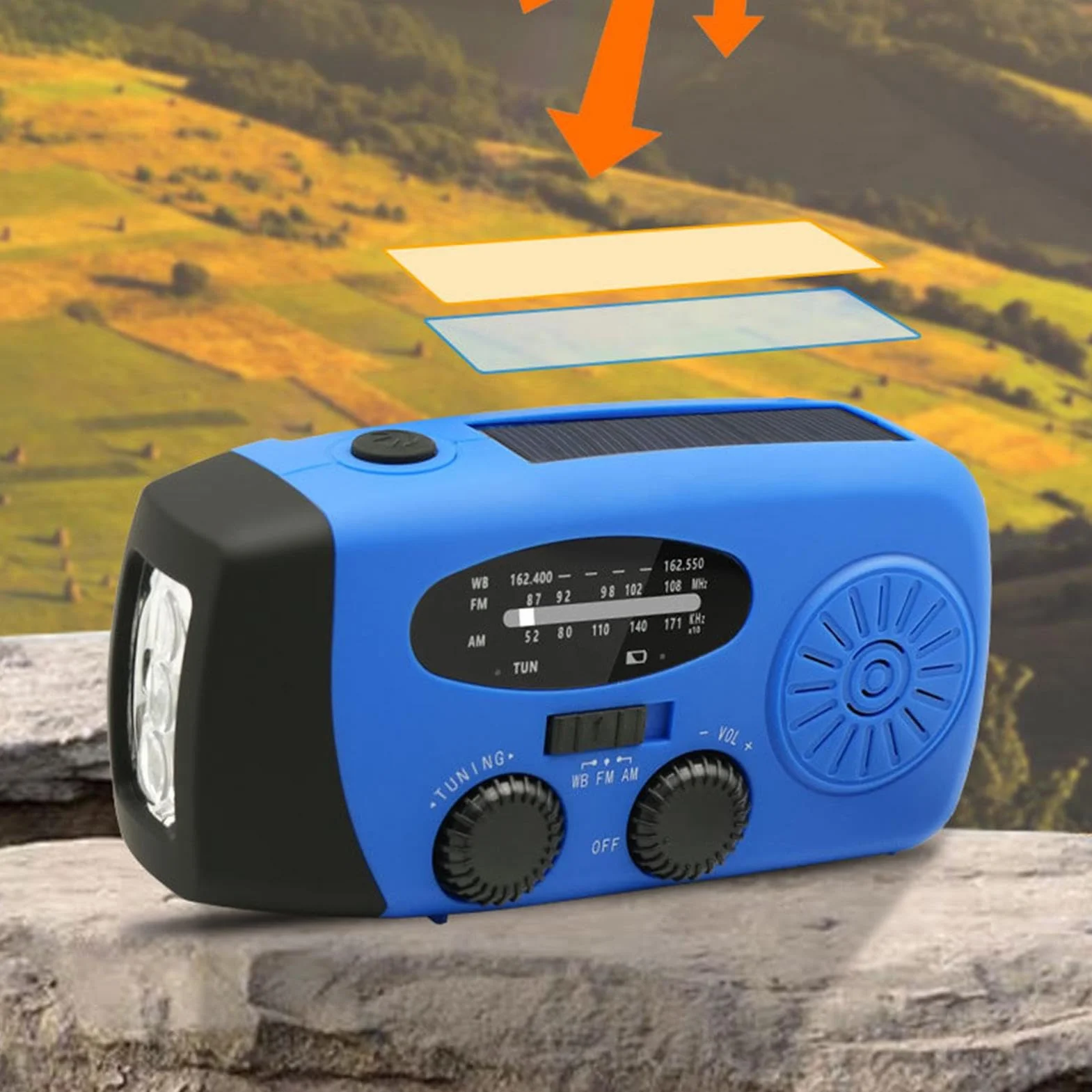 Wielofunkcyjne radio pogodowe, przeno?ne radio, radio solarne i korbowe, radio AM/FM, radio z korb? r?czn? USB, uniwersalne ?ród? zasilania do reagowania na katastrofy i przygody na ?wie?ym powietrzu