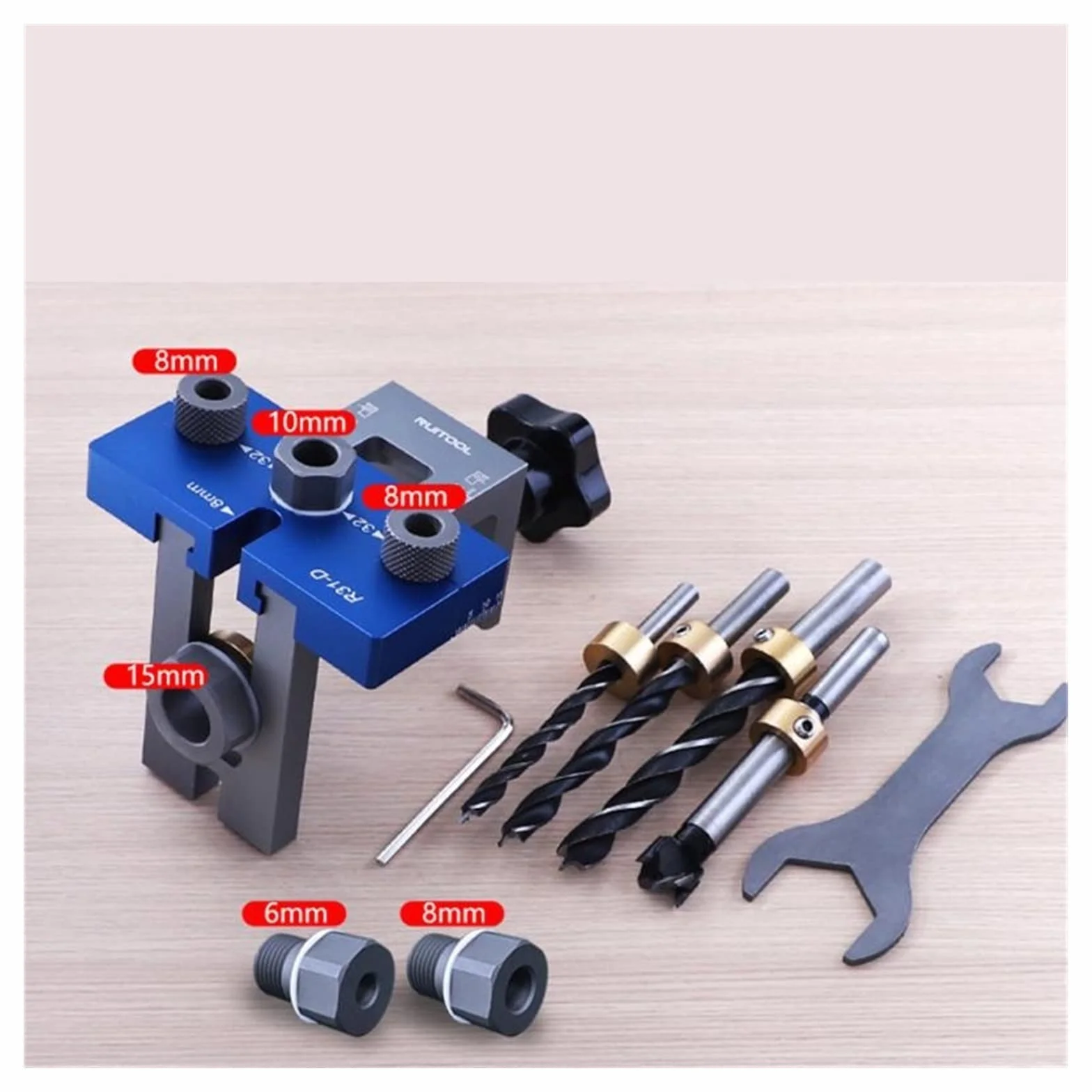 3w1 wiertło do otworów w drewnie pozycjoner przewodnik lokalizator Jig stolarka zestaw do organizacji 6-15mm wiertła Adjustabl stolarstwo narzędzie do majsterkowania(Set A)