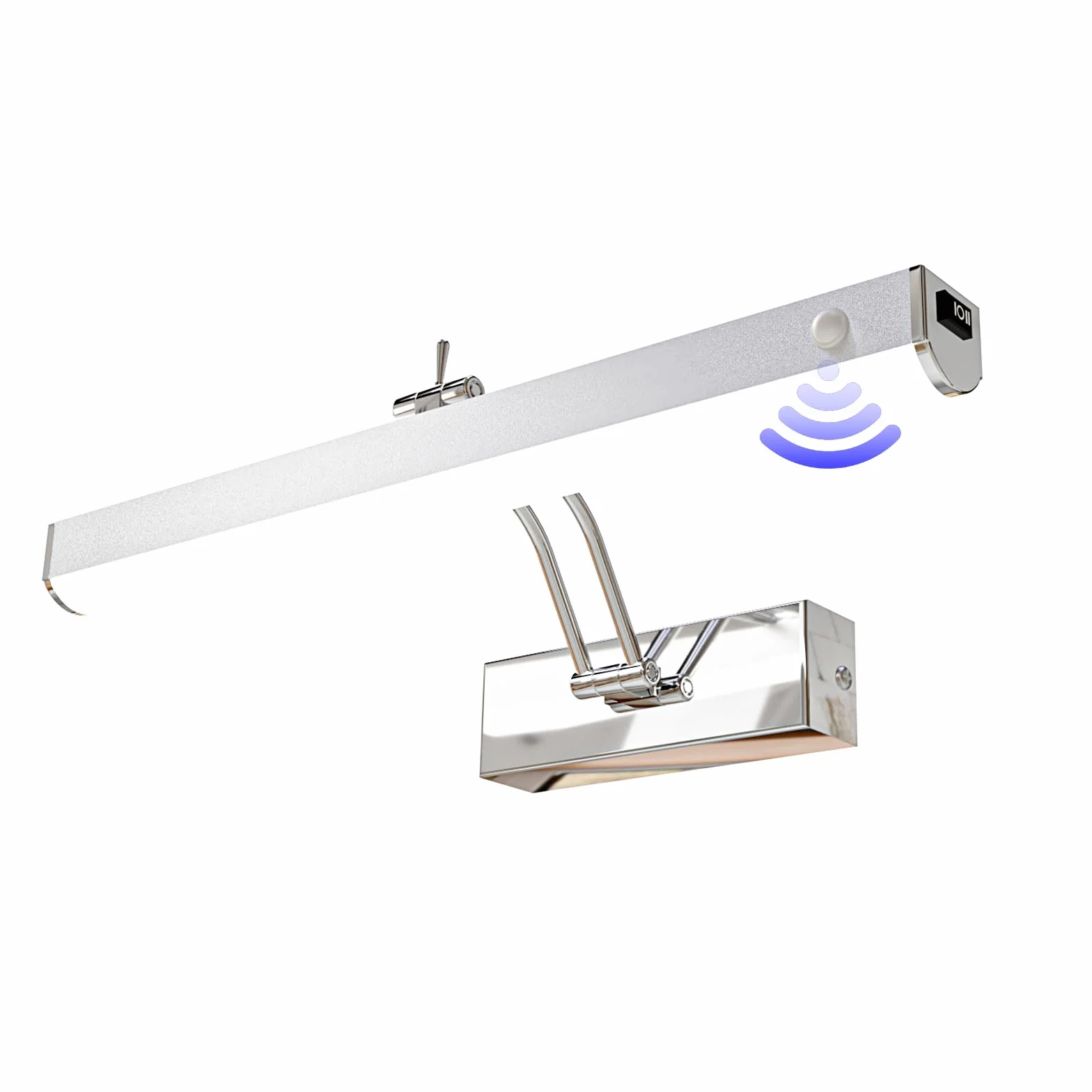 QEGY Lampa łazienkowa LED do lustra z przełącznikiem, IP44, lampa łazienkowa do lustra z czujnikiem ruchu, 6000 K, lampa łazienkowa, oświetlenie do makijażu, lampa ścienna ze stali nierdzewnej, automatyczne wyłączanie, 29 cm 6 W