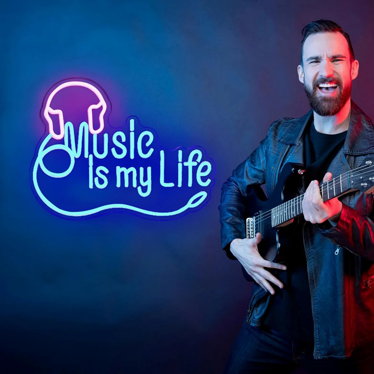 muzyka to moje życie neon led słuchawki neony znaki sypialnia pokój dziecięcy studio muzyczne klub impreza muzyczna muzyka na żywo nocny wystrój usb zasilany neonem