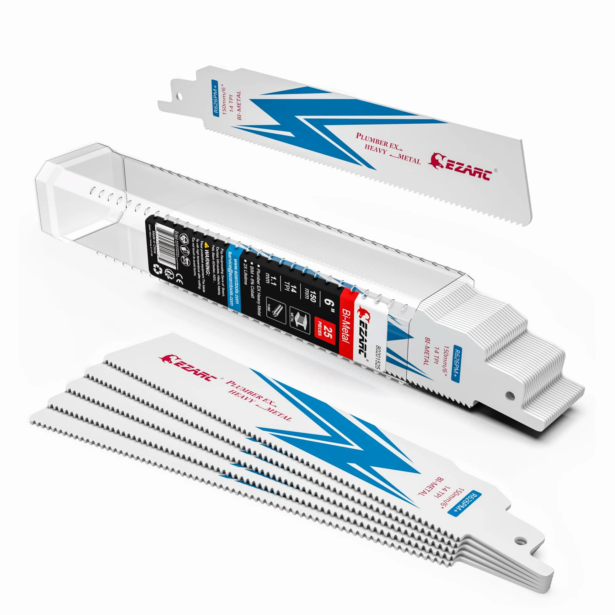 EZARC Brzeszczoty do piły szablastej R626PM+ nadają się do cięcia metali heavy 150 mm 14TPI 25-częściowy