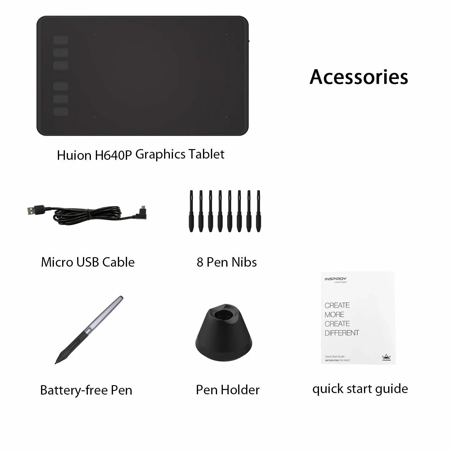 HUION INSPIROY H640P 8192 Tablet graficzny z piórem bez baterii