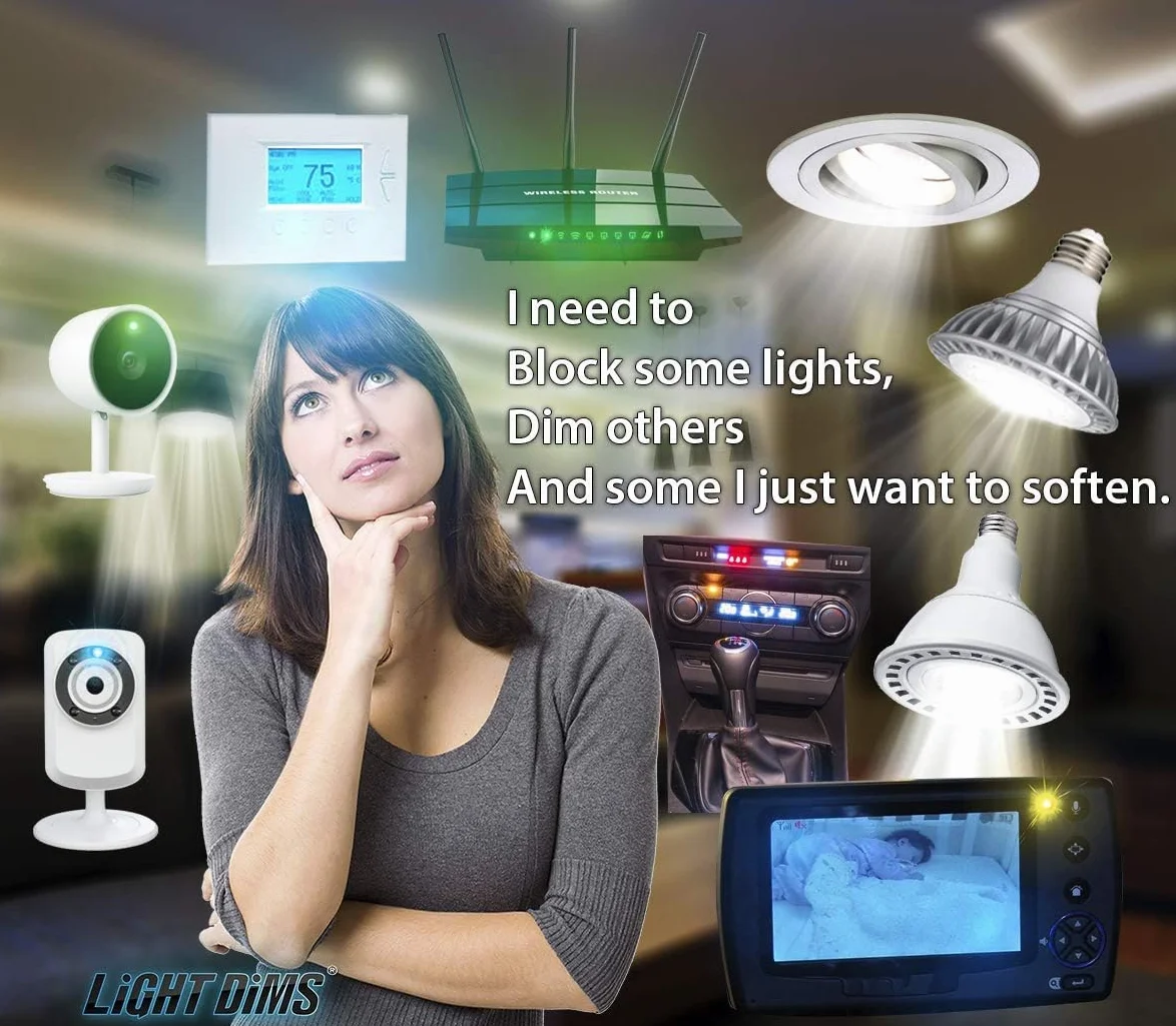 LightDims Original Strength - Osłabiające światło osłony Led do routerów, elektroniki, urządzeń i nie tylko. Tłumią 50-80% światła, w minimalnym opakowaniu