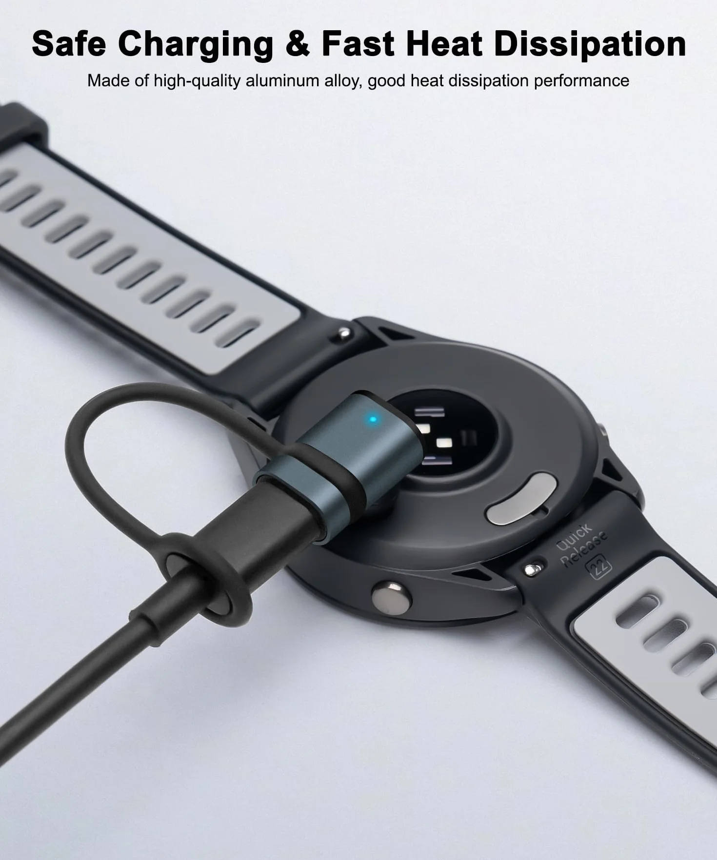 Adaptery do ładowarki do zegarków (opakowanie 2), złącze ładowania typu C żeńskie na męskie kompatybilne z Garmin Fenix 7/7S/7X/6/6X/6S i więcej - szary