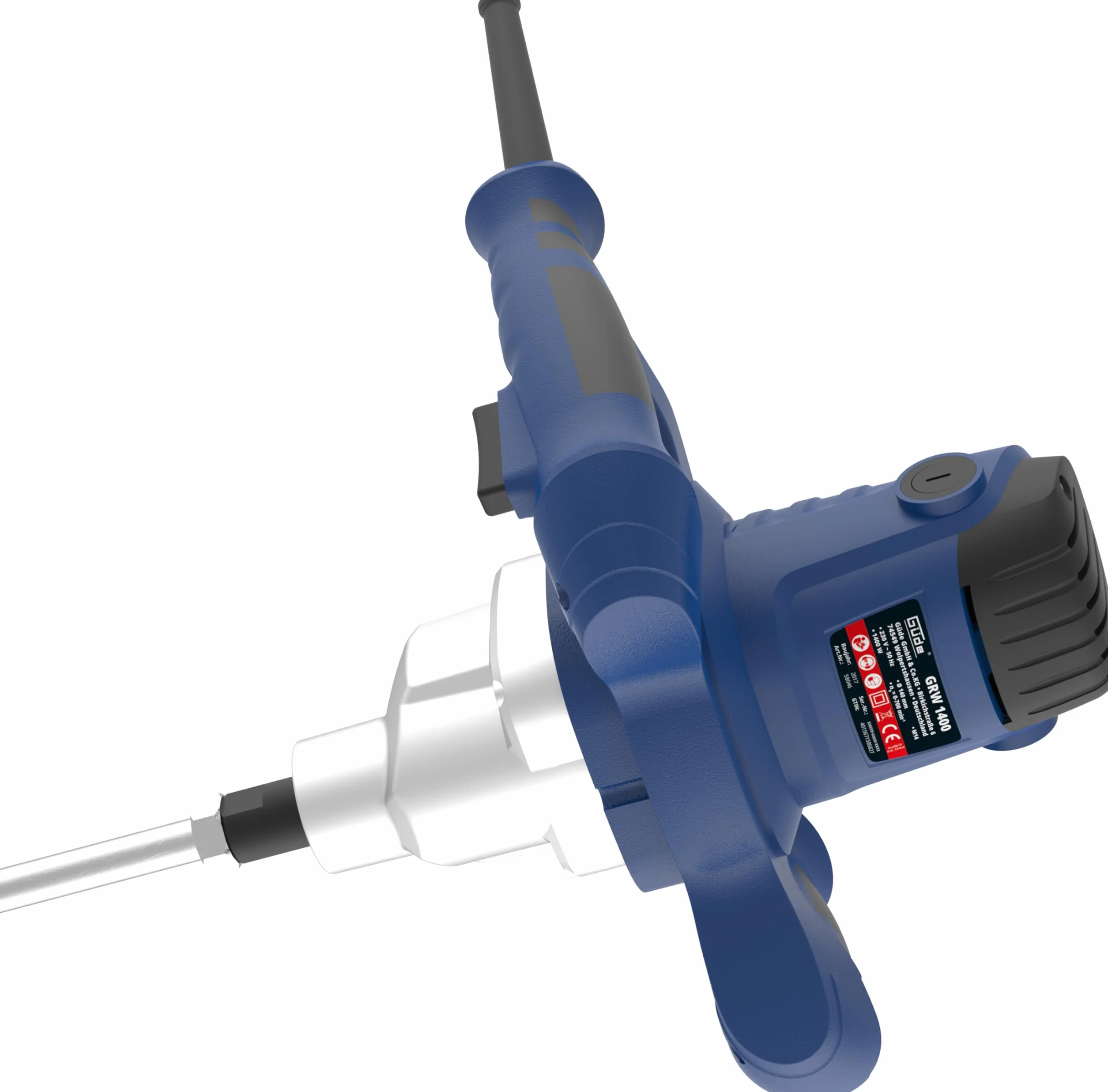 Güde Mieszadło GRW 1400 (1400 W, bezstopniowa elektroniczna regulacja prędkości obrotowej w uchwycie 0-760 1/min, metalowa przekładnia, ergonomiczny, uchwyt mieszadła M14, mieszadło ø 140 mm do