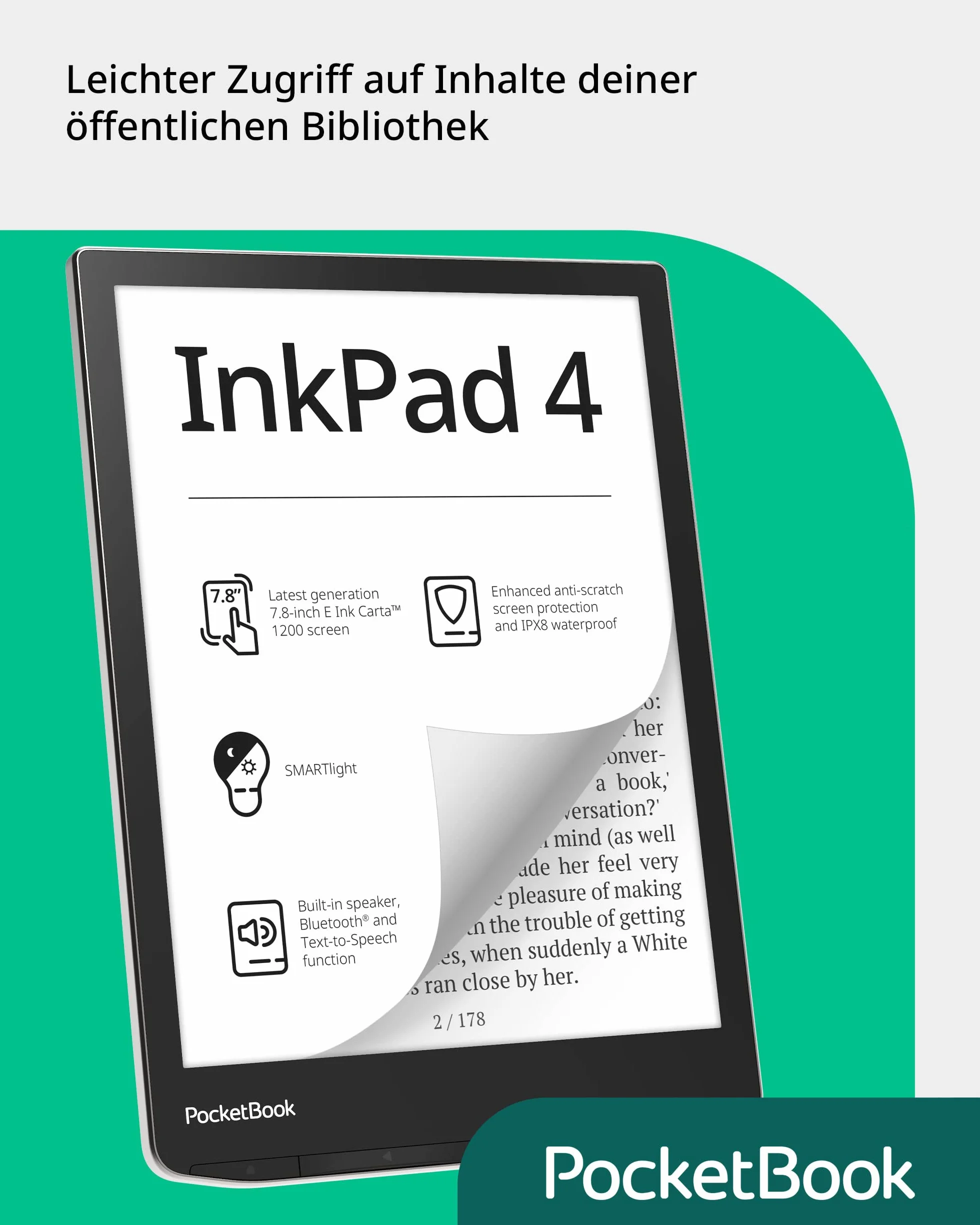 Pocketbook Inkpad 4 PB743G-U-WW-B Czytnik E-Booków, Stardust Silver, 32 GB