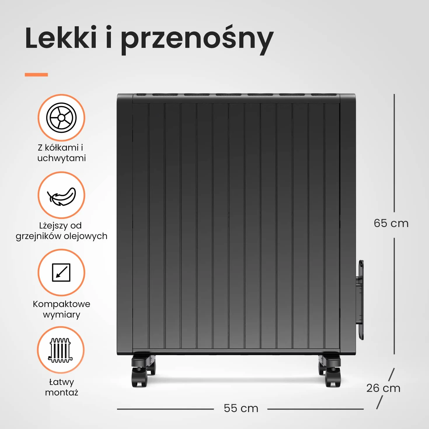 ProBreeze Grzejnik Elektryczny z Termostatem Pilotem Zdalnego Sterowania, Energooszczędny Ekologiczny Bezolejowy, Programator Czasowy, Bezpieczny z Zabezpieczeniem przed Przegrzaniem, 2000W, Czarny
