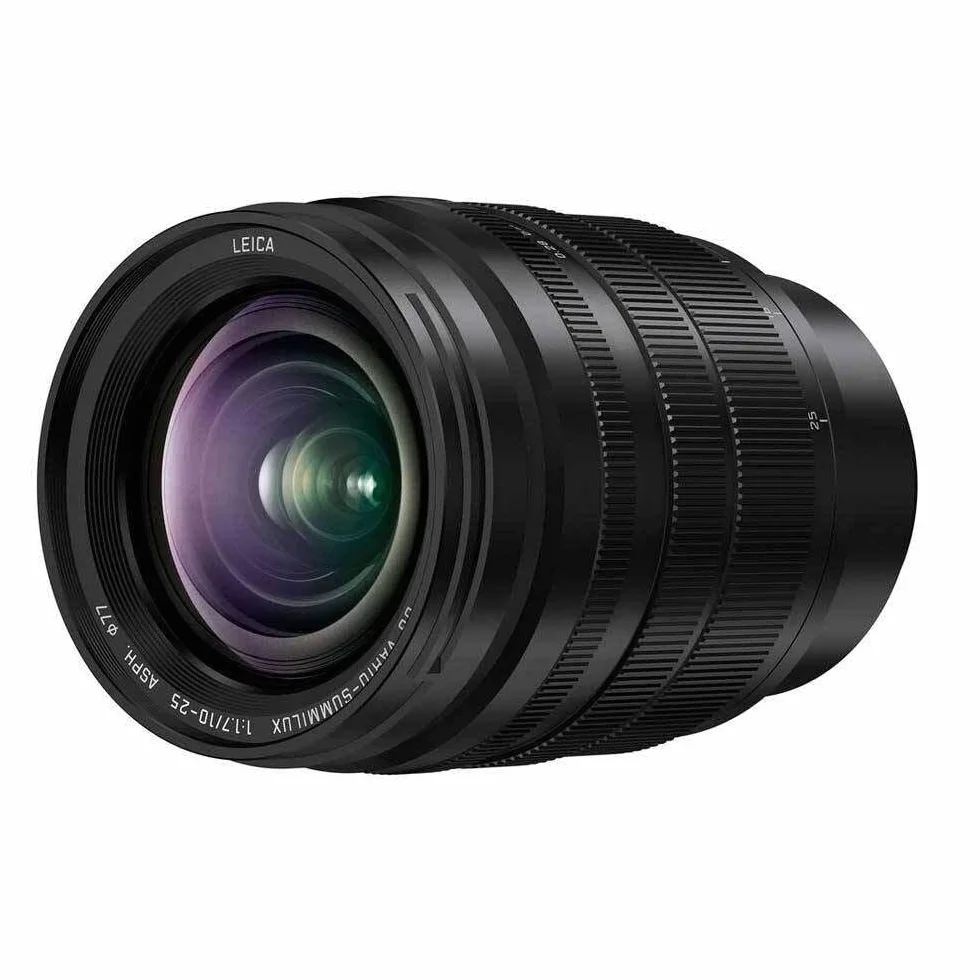 Panasonic H-X1025 LEICA DG VARIO-SUMMILUX Teleobiektyw w standardzie Mikro 4/3 (10–25/20–50mm (odpowiednik kliszy 35 mm), F1.7, filtr φ77mm), czarny