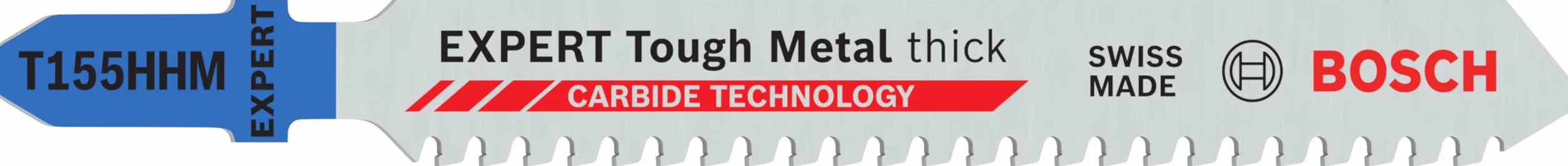 Bosch 3x Brzeszczot do wyrzynarki EXPERT Tough Metal thick T155HHM (do Blachy stalowe ze stali nierdzewnej, Długość 92 mm, Professional Akcesoria Wyrzynarka)