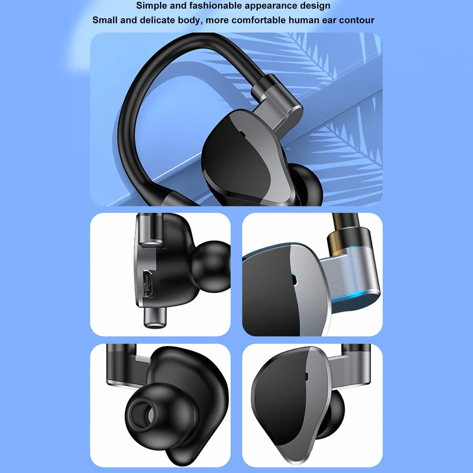 Zestaw słuchawkowy Bluetooth z redukcją szumów i mikrofonem kompatybilny z iOS i Android
