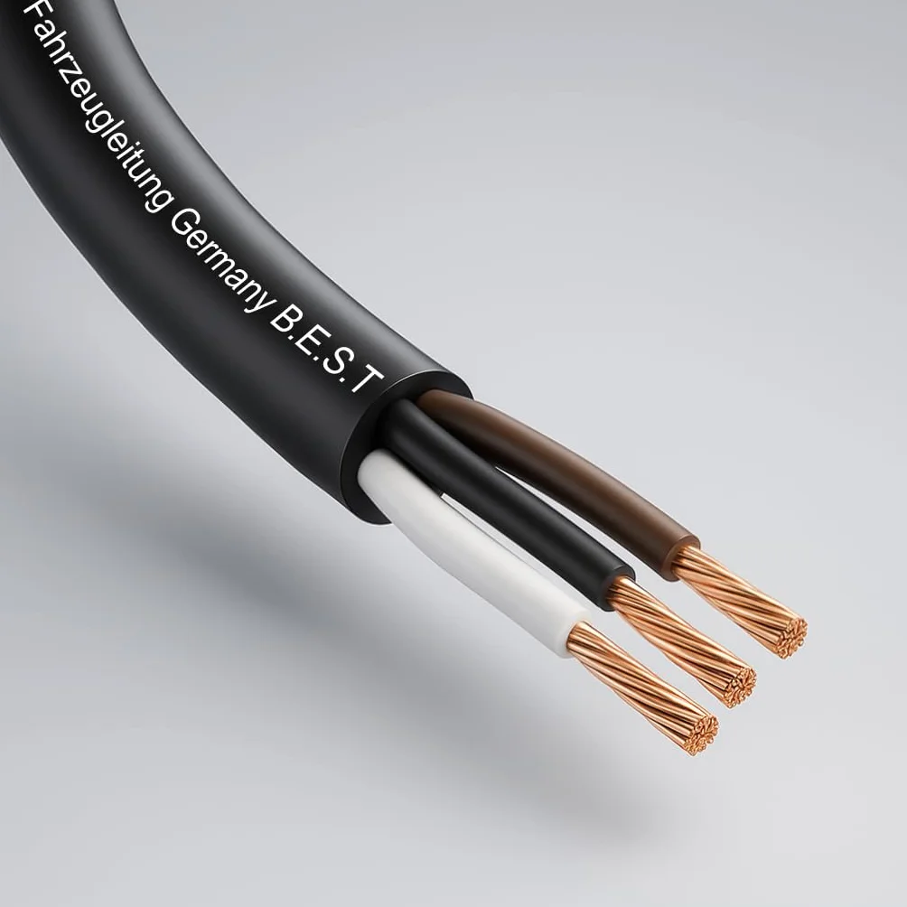 Kabel samochodowy 3 x 0,75 mm² 5 m okrągły I okrągły kabel do pojazdu, wszechstronne zastosowanie, 3-biegunowy
