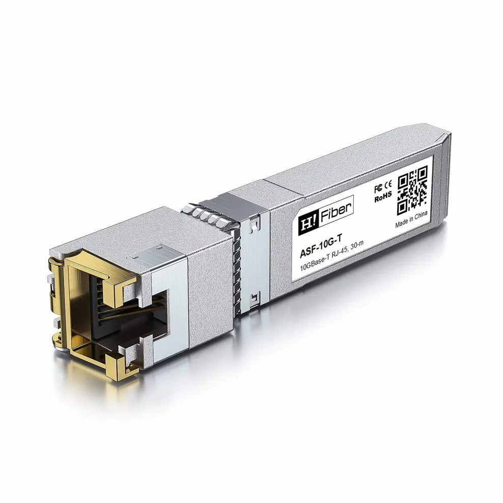 Moduł HiFiber 10Gb SFP+ do RJ45, 10Gbase-T Ethernet SFP+ Copper Transceiver, do Dell GP-10GSFP-T, MikroTik, Ubiquiti, Unifi, Netgear, QNAP, D-Link, itp., Cat6a/Cat7, 30m (98ft)