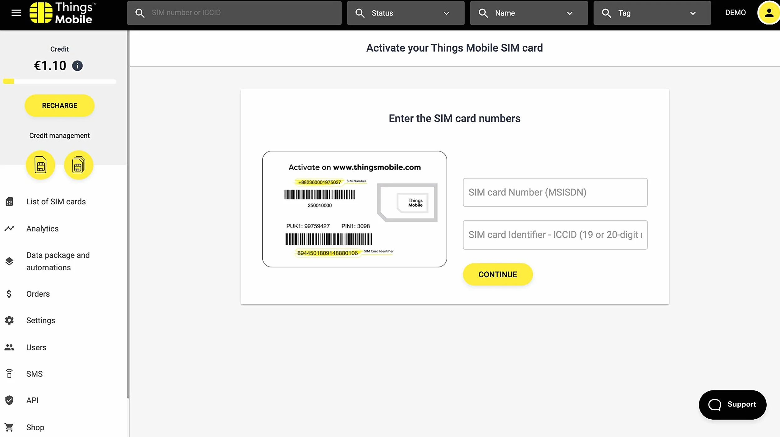 PREPAID karta SIM do IOT i M2M - Things Mobile - z ogólnoświatowym zasięgiem sieci i siecią wielu dostawców GSM/2G/3G/4G. Bez kosztów stałych i bez daty ważności. 10 € saldo w zestawie