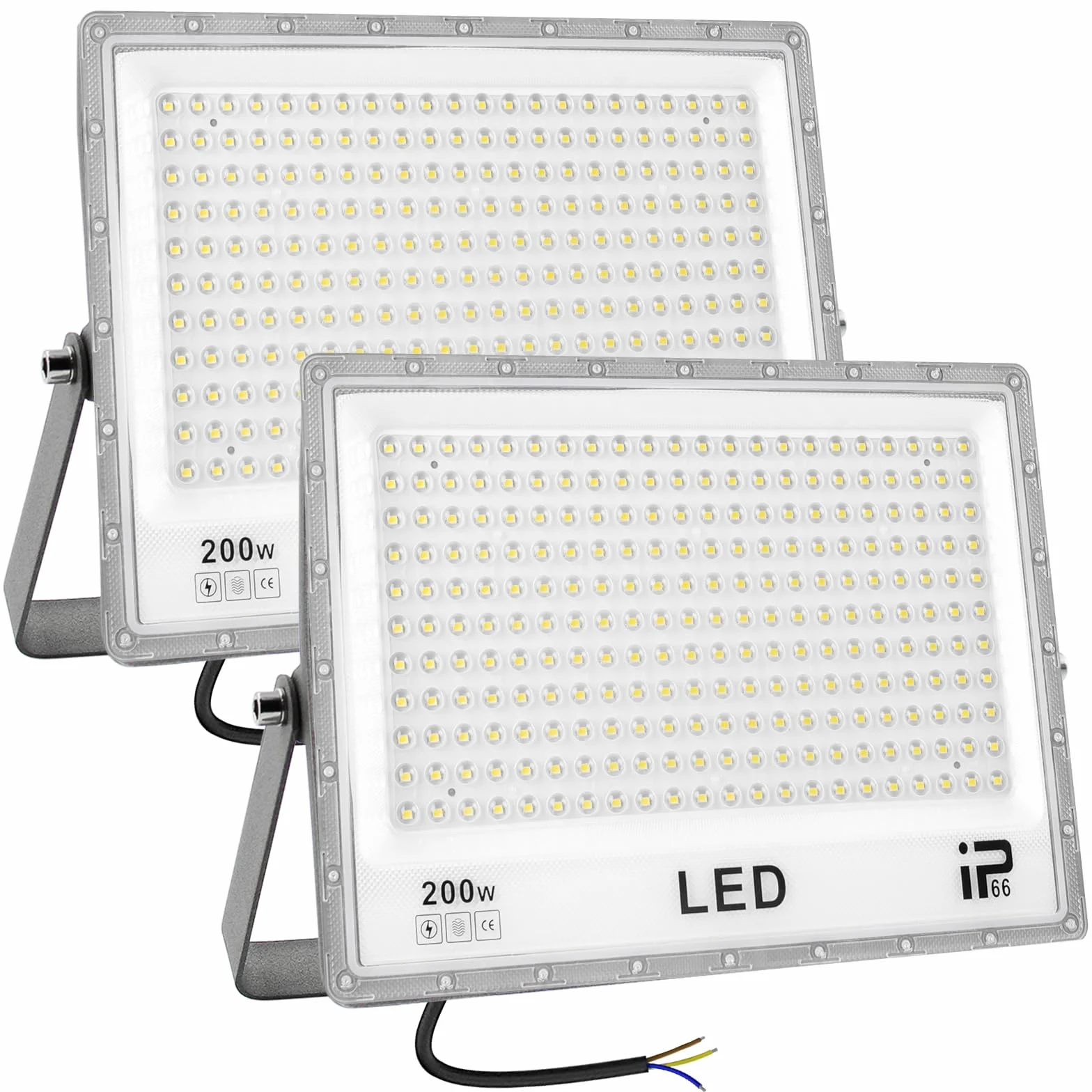 CREATESTAR 2PC 200W 20000LM reflektor LED, ciepły biały 6500K superjasny zewnętrzny reflektor LED, światło zabezpieczające IP66, wodoodporne szkło hartowane drobnoziarniste