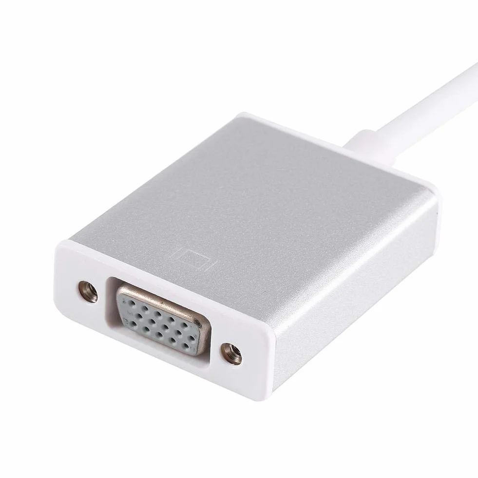 USB-C-zu-VGA-Adapter, USB 3.1 10-Gbit/s-Hochgeschwindigkeitsdatenrate zu HDMI-DVI/VGA-Port-Monitor-Projektor Laufwerksfreier Konverter für Serien(Silber)