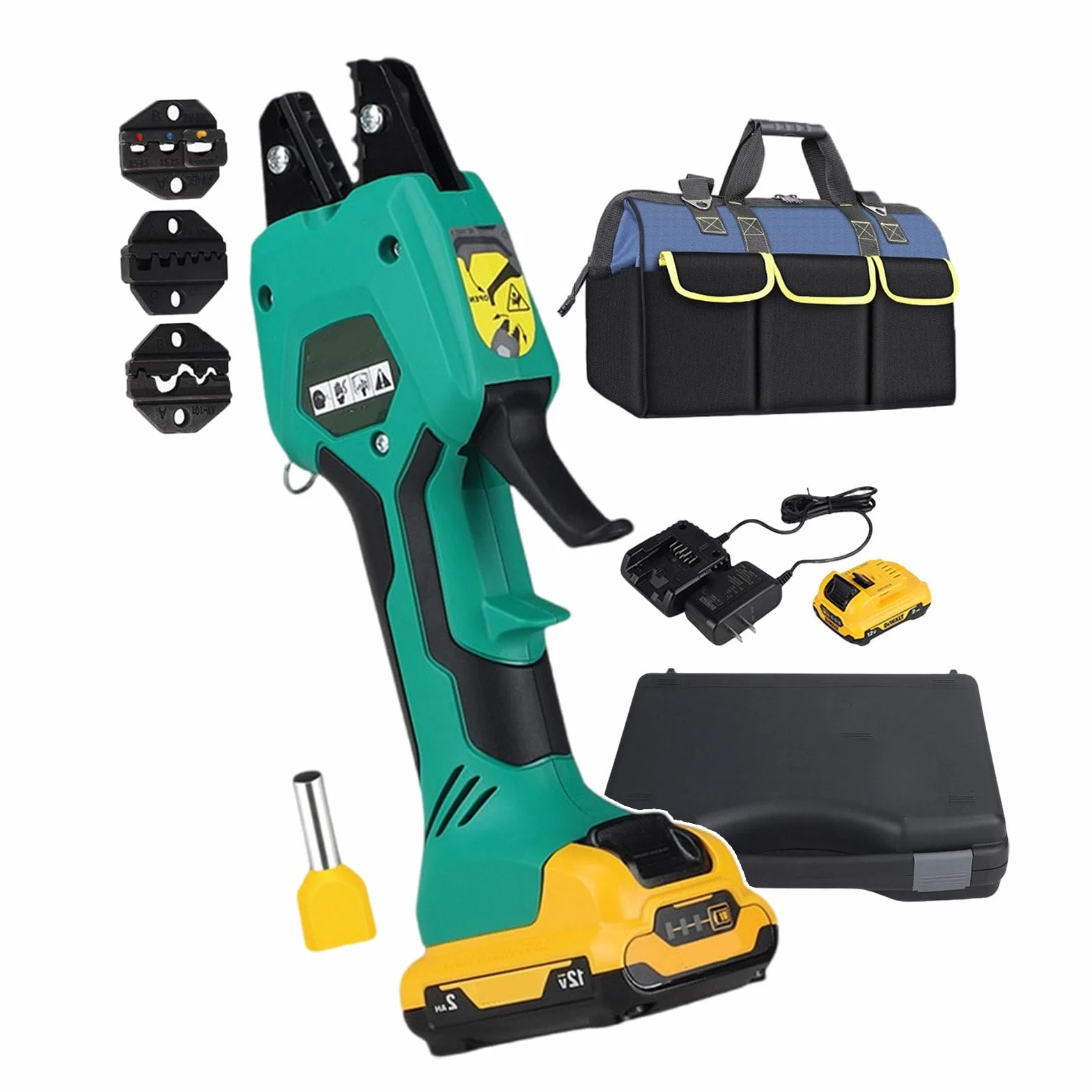 Ręczne Elektryczne Hydrauliczne Szczypce Zaciskowe 15kn, Zasilane Akumulatorem 12 V/2,0 Ah, Hydrauliczne Narzędzie Do Zaciskania Węży Do Końcówek Gołych (Z Torbą Narzędziową)