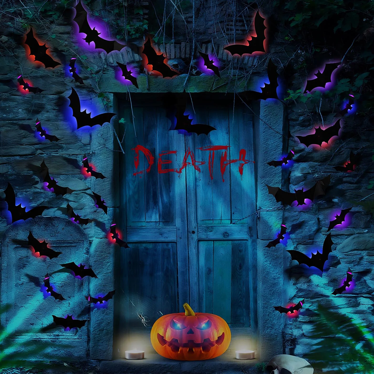 Dekoracja nietoperza Halloween (kolorowa)
