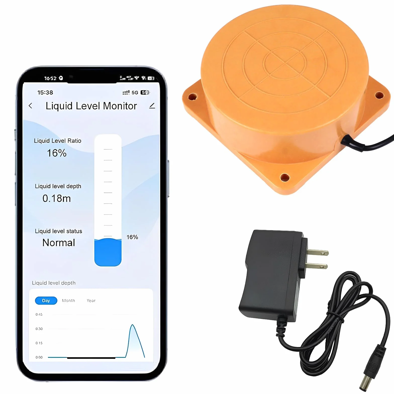 WiFi czujnik poziomu wody, ultradźwiękowy czujnik poziomu wody, inteligentny czujnik poziomu wody, WiFi, czujnik poziomu napełnienia do aplikacji Tuya Smart Life, wodoszczelność IP65, alarm w czasie