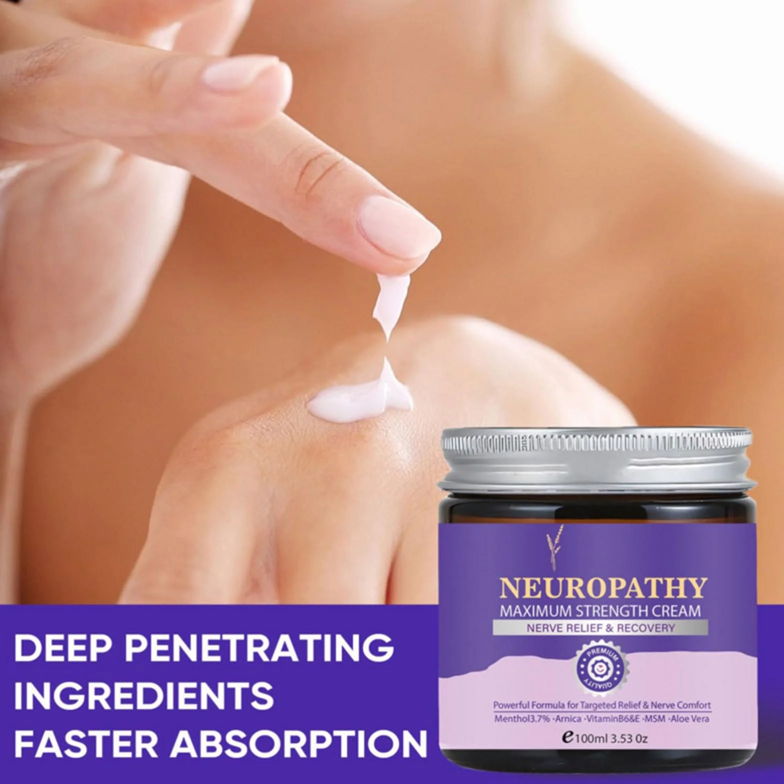 238 g krem do neuropatii o maksymalnej sile, kojący balsam do ciała, naturalny krem do masażu mięśni, szybko bóle nerwów stóp, rąk, ramion i karku