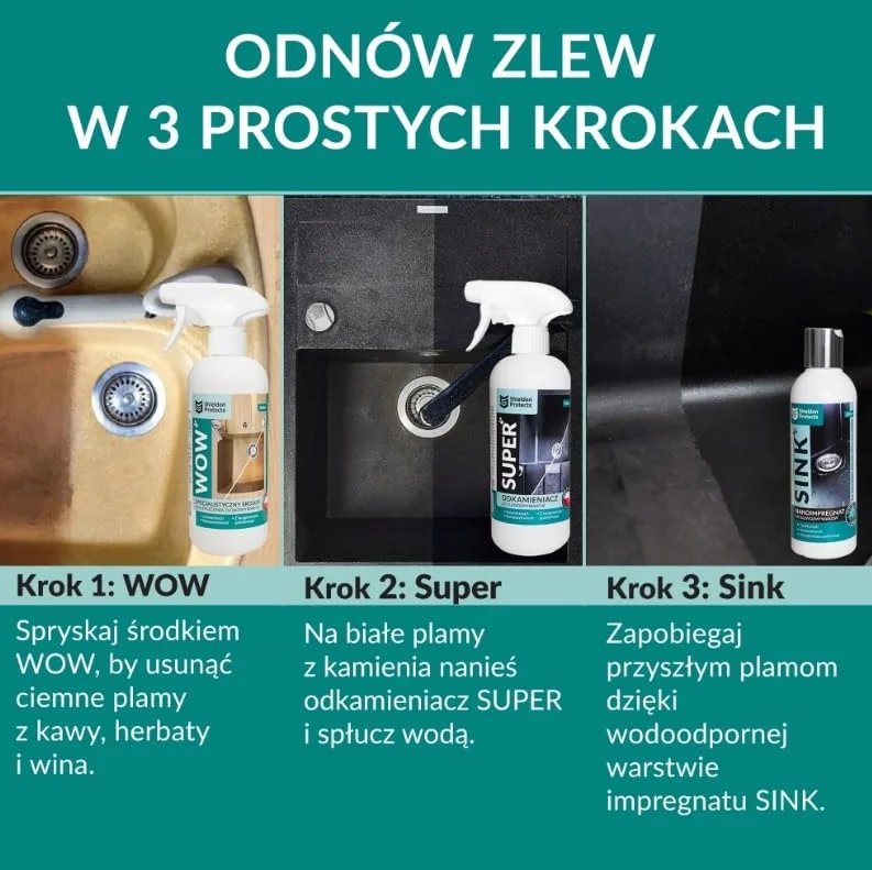 Zestaw do czyszczenia oraz impregnacji zlewozmywaków granitowych Shieldon Wow Super Sink