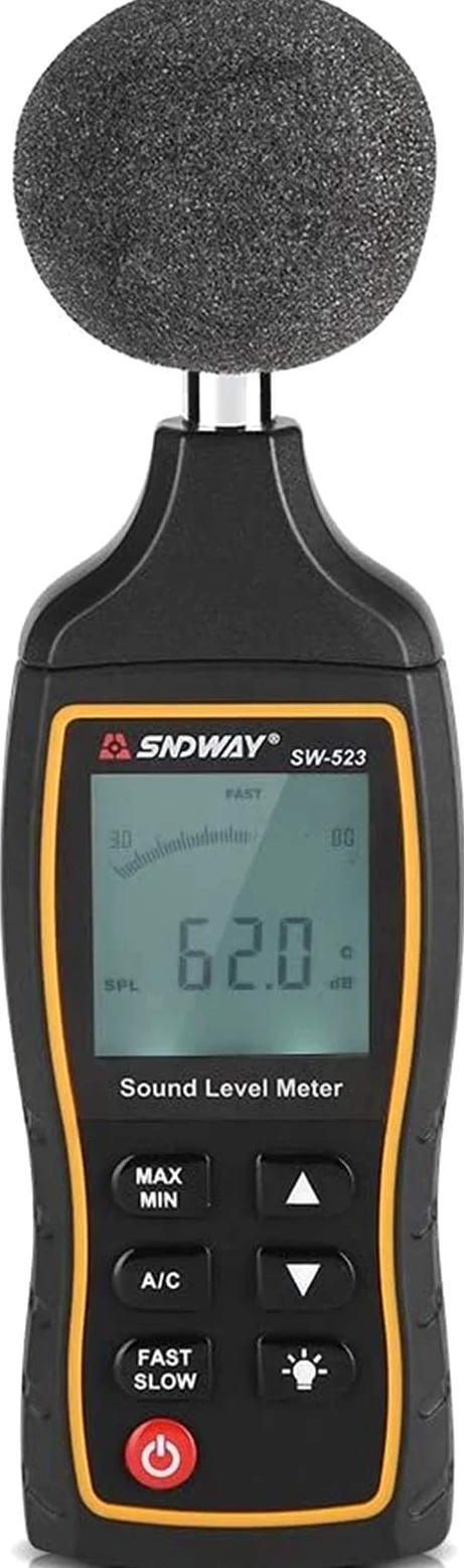 JJJ Pomiar decybeli, cyfrowy miernik poziomu dźwięku 30 ~ 130 dB o wysokiej precyzji z dużym wyświetlaczem, narzędzie do pomiaru decybeli do biura, produkcji i placu budowy
