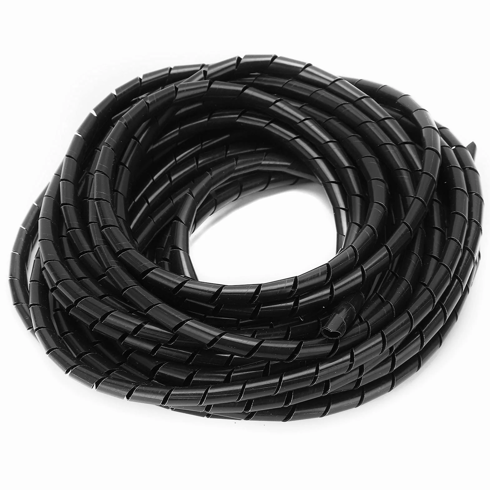 Elastyczny Organizer do Kabli, 10m, Spiralny Oplot Kablowy, 8mm, Czarny, PVC, do Sal Komputerowych i Biur