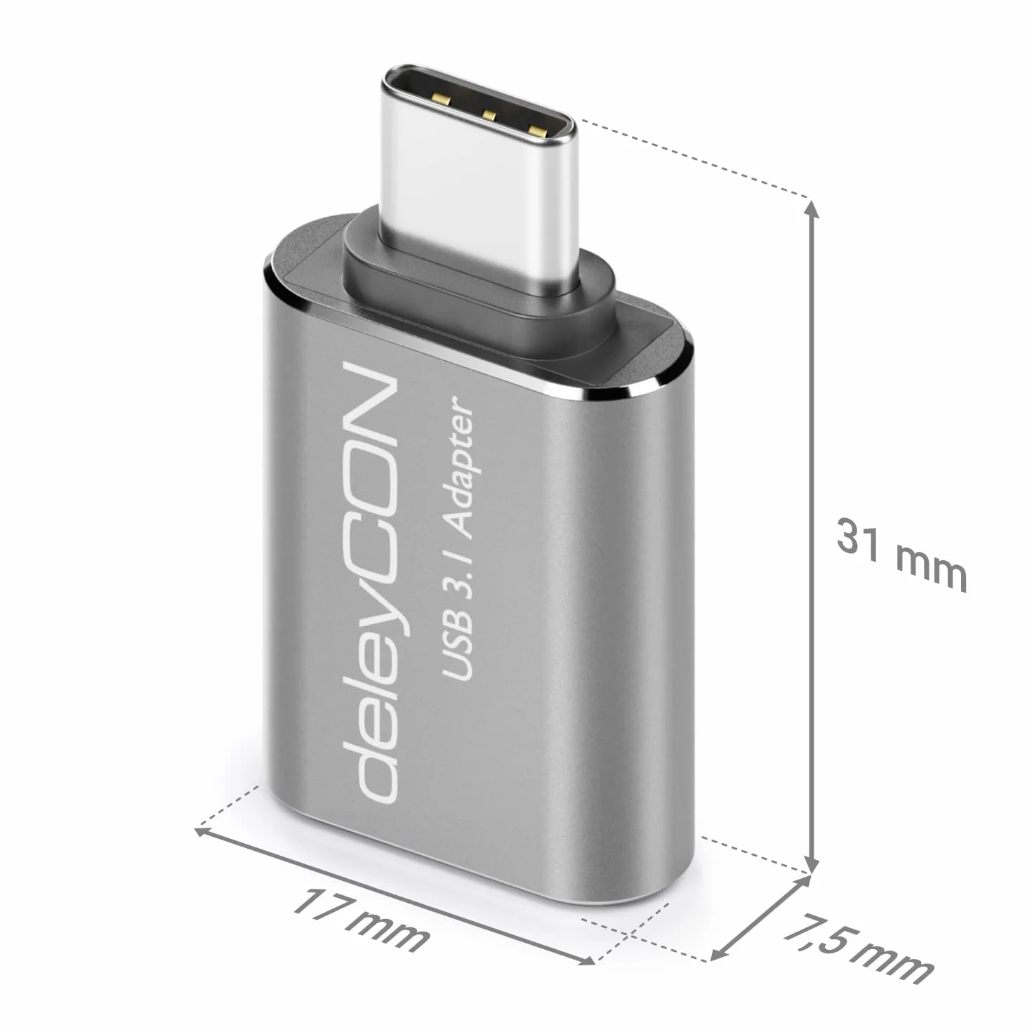 deleyCON USB-C do USB Adapter 5 Gbit/s OTG Srebrny 2 Sztuki