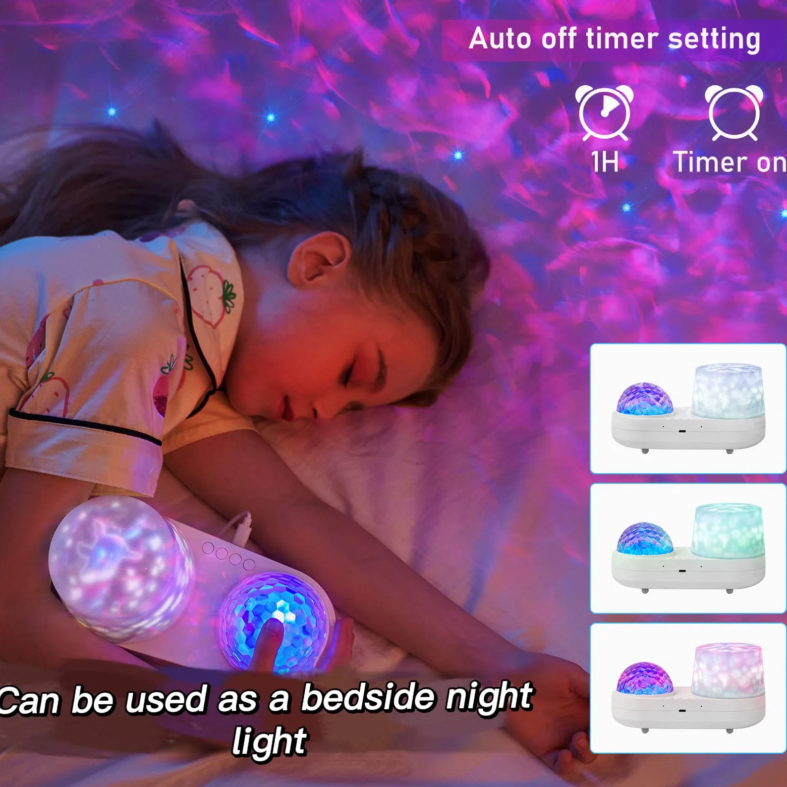Projektor światła nocnego oceanu, dziecięcy projektor galaktyki do sypialni, mgławica, projektor gwiazd z kablem USB, obrót o 360 stopni, lampka nocna dla dzieci, do dekoracji imprez