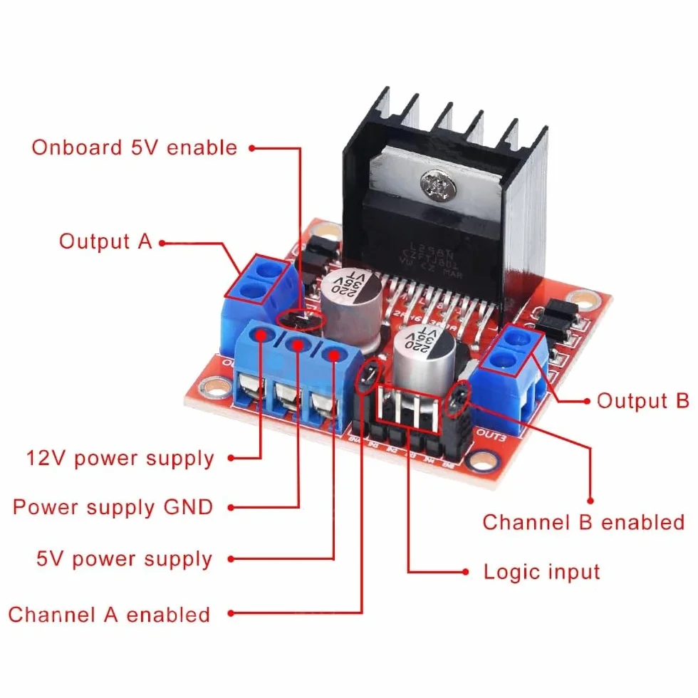 DollaTek Mini modu? sterownika nap?du silnika krokowego L298N podwójny H mostek krokowy DC do inteligentnego robota samochodowego Arduino