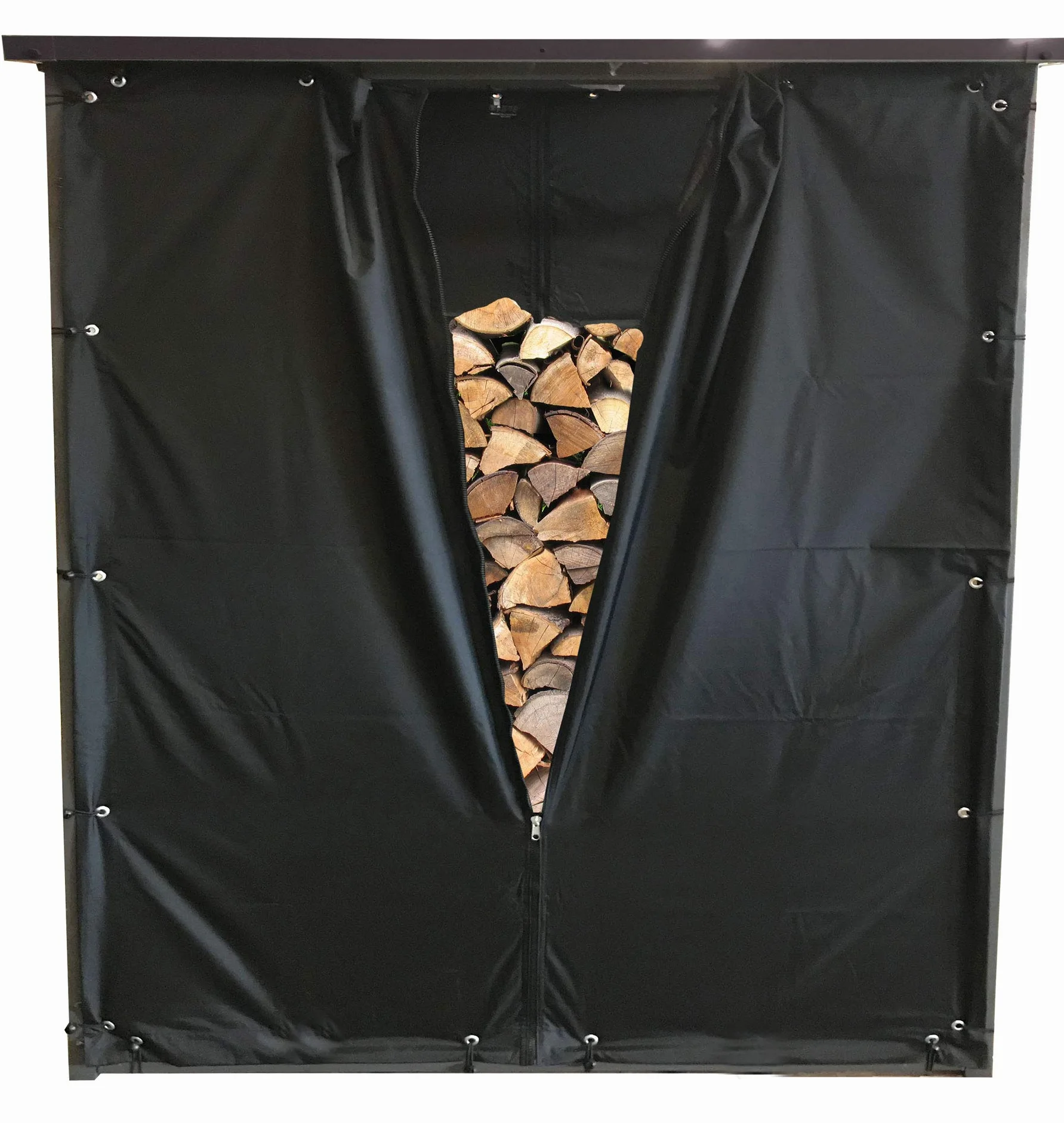 Quick Star zestaw ochrony przed warunkami atmosferycznymi na drewno kominkowe XXL 185x70x185 cm PCW czarny