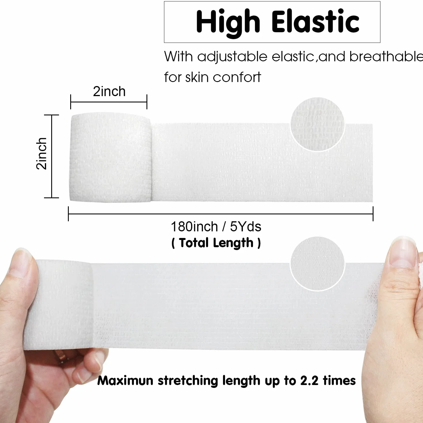 6 Rolls Cohesive Bandage White 5 cmX4,5 m, elastyczny bandaż, nietkana spójność, taśma sportowa, owijana tłuszcz, bandaż owijany, Suitable for Sensitive Skin…