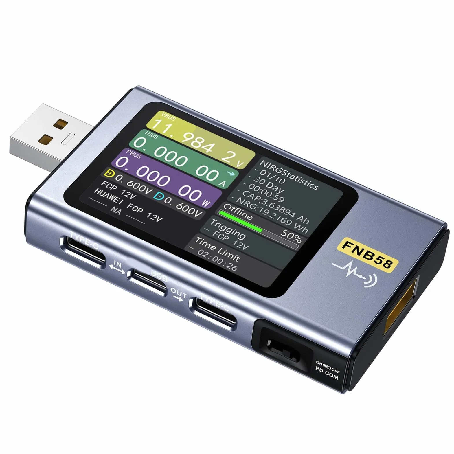 Miernik Napięcia USB 4-28 V 0-7 A 0-140 W Wyświetlacz LCD Typu C Tester Szybkiego ładowania dla PD3.0 QC3.0 Precyzyjne Monitorowanie Mocy dla Entuzjastów Technologii i Profesjonalistów
