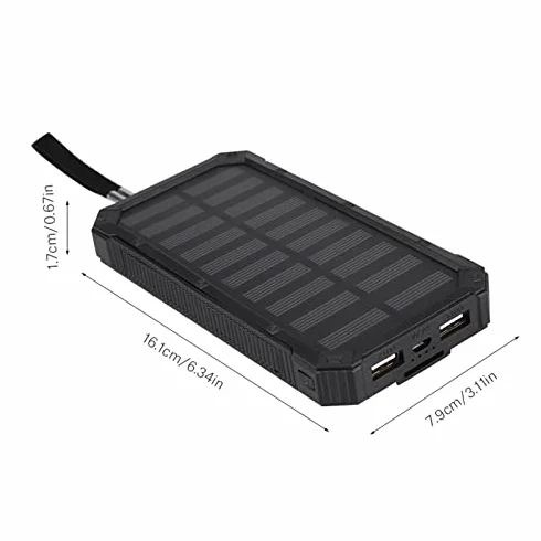 Solarny powerbank 20000 mAh USB 2 wyjścia bezprzewodowy szybkie ładowanie latarka