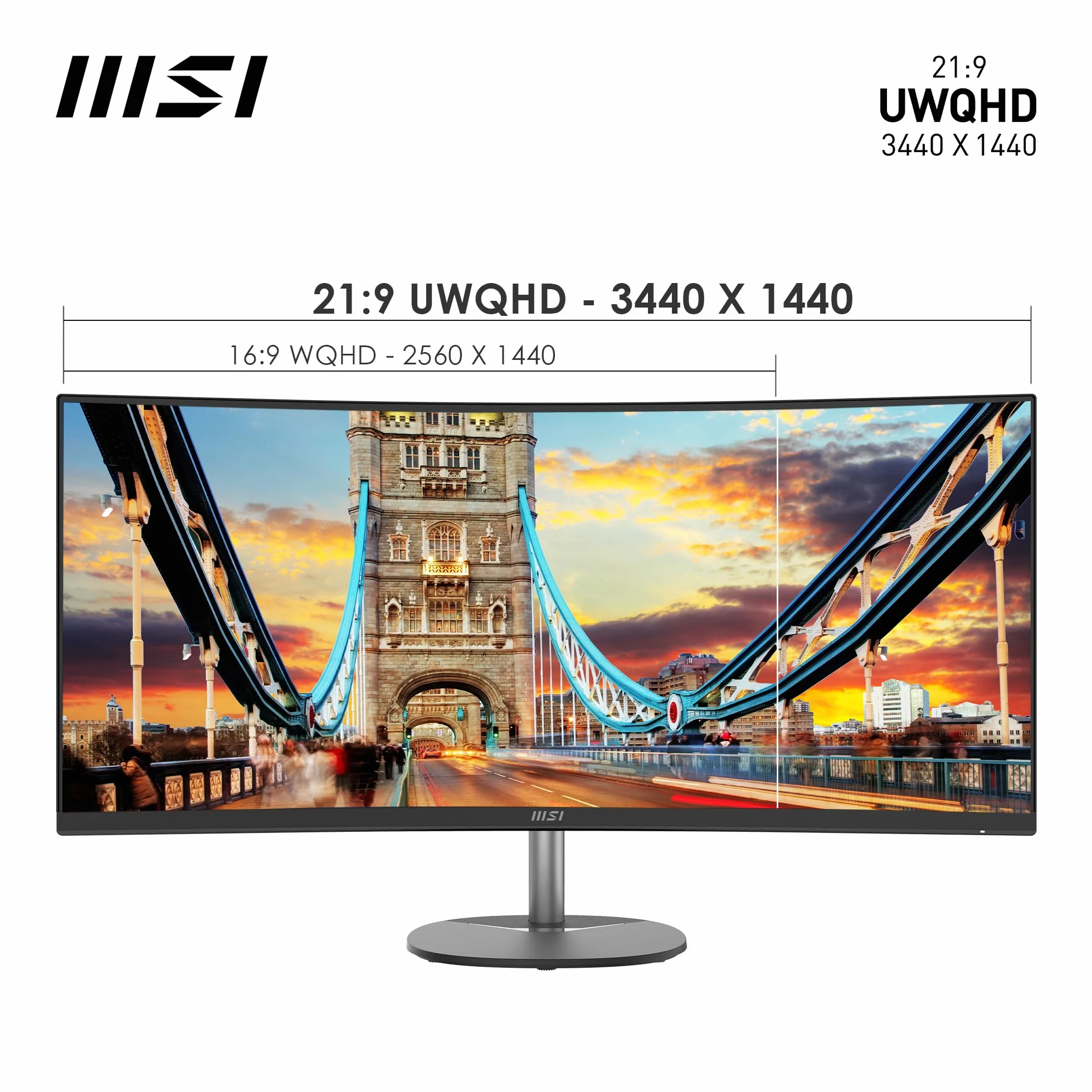 MSI Pro MP341CQ 34" UWQHD zakrzywiony monitor VA 1500R 3440x1440 100Hz HDR Ready