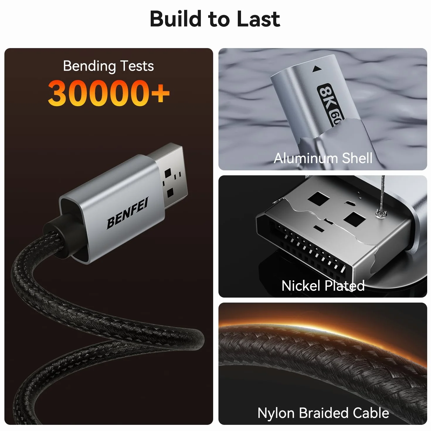 BENFEI Adapter DisplayPort 1.4 do HDMI 2.1 8K@60Hz/4K@240Hz/1080P@480Hz, jednokierunkowy adapter DP komputer do monitora HDMI, wysokiej klasy aluminiowy konwerter do monitora do gier, TV, AMD, NVIDIA