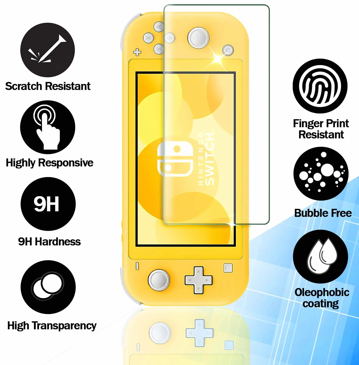Szkło ochronne do Nintendo Switch Lite 2 sztuki, 0,33 mm, HD, odporne na zarysowania