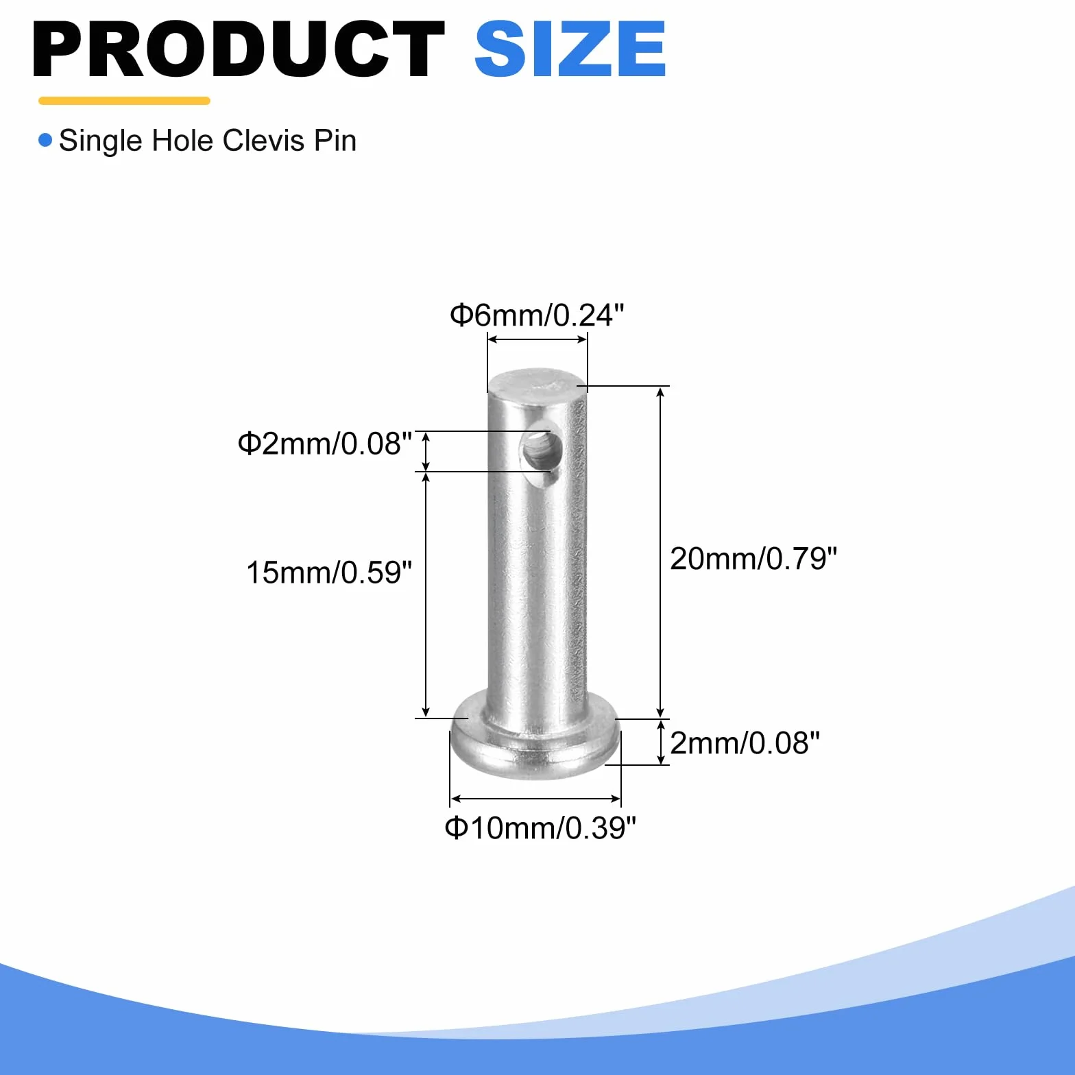 QUARKZMAN 6 sztuk M6 x 20 mm wkręty jednootworowe z płaską głowicą 304 Clevis Pins do przyczep, mechaniki, montaż mebli, wyposażenie przemysłowe