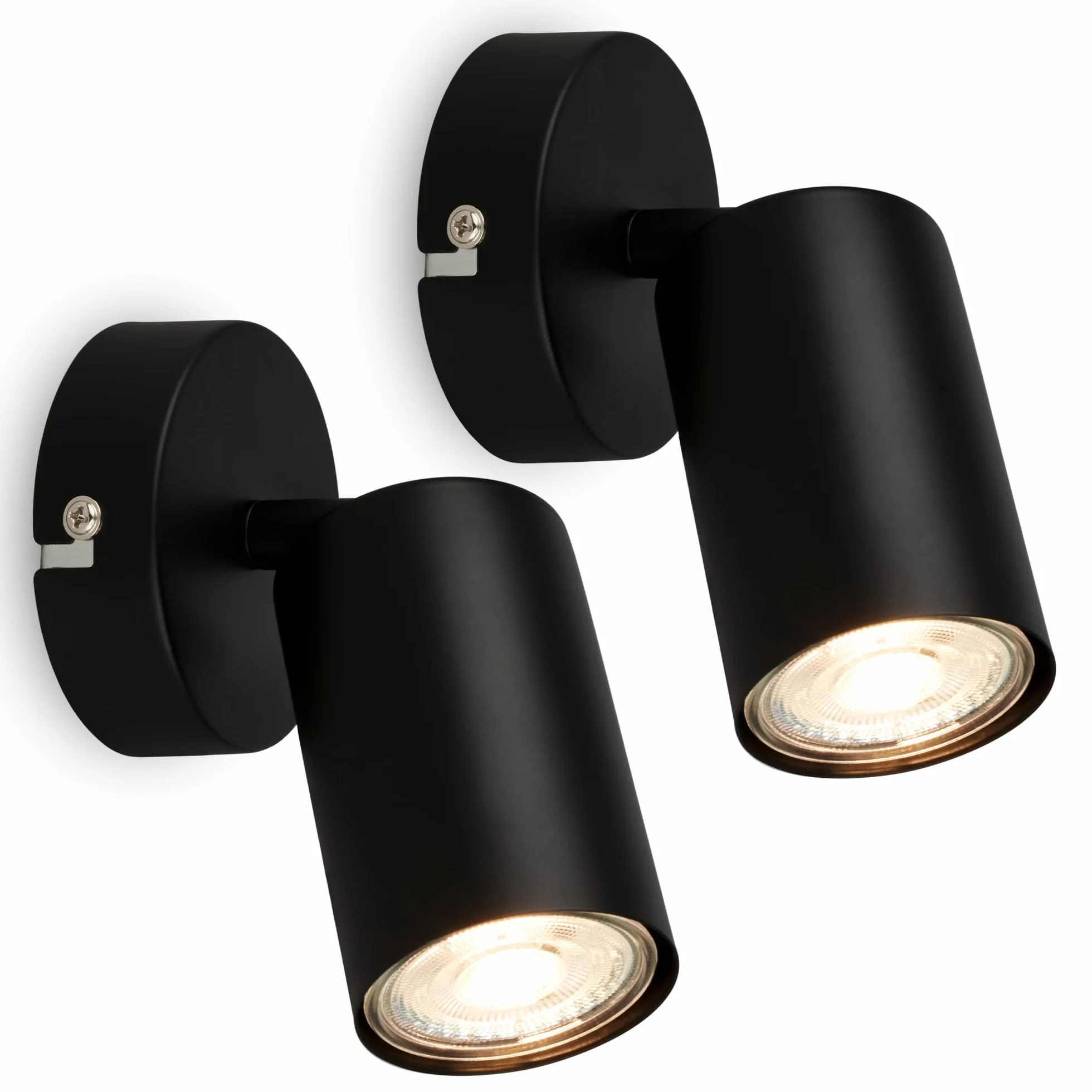 Briloner Zestaw 2 szt. kinkiety LED regulowane GU10, oświetlenie salonu, lampa ścienna do kuchni, lampka do sypialni, nowoczesny design, łatwy montaż, 8 x 15,5 cm, Czarny