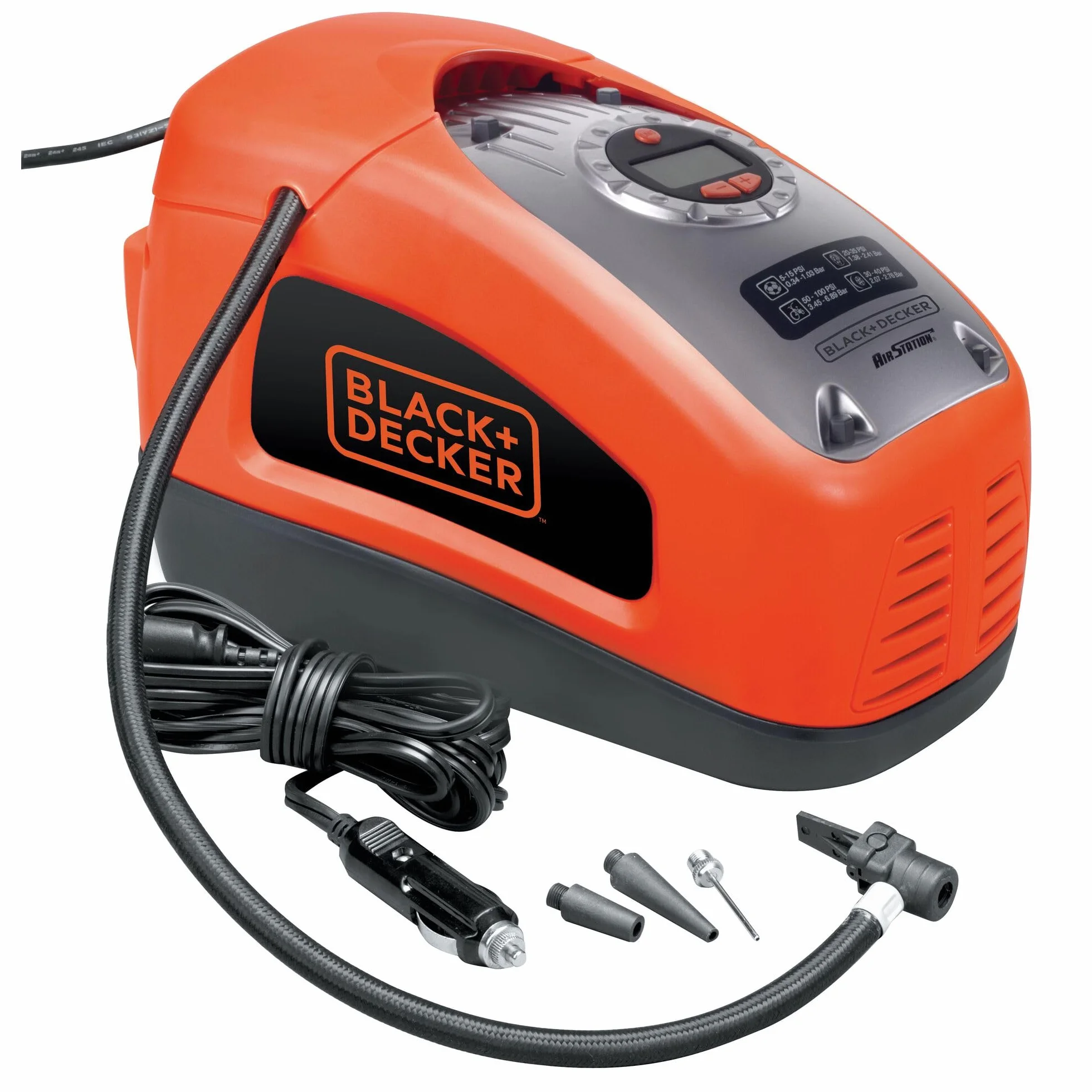 BLACK+DECKER ASI300 Wielofunkcyjny kompresor sprężarka 12V 230V 11 Bar